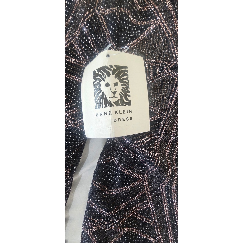 NWT Anne Klein Rose Gold Metallic Geometric Ruched Sheath Dress Size 14 - Picture 6 of 10